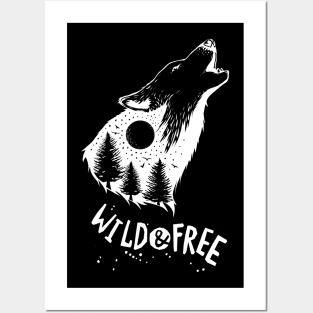 WILD and FREE - Howling WOLF Posters and Art